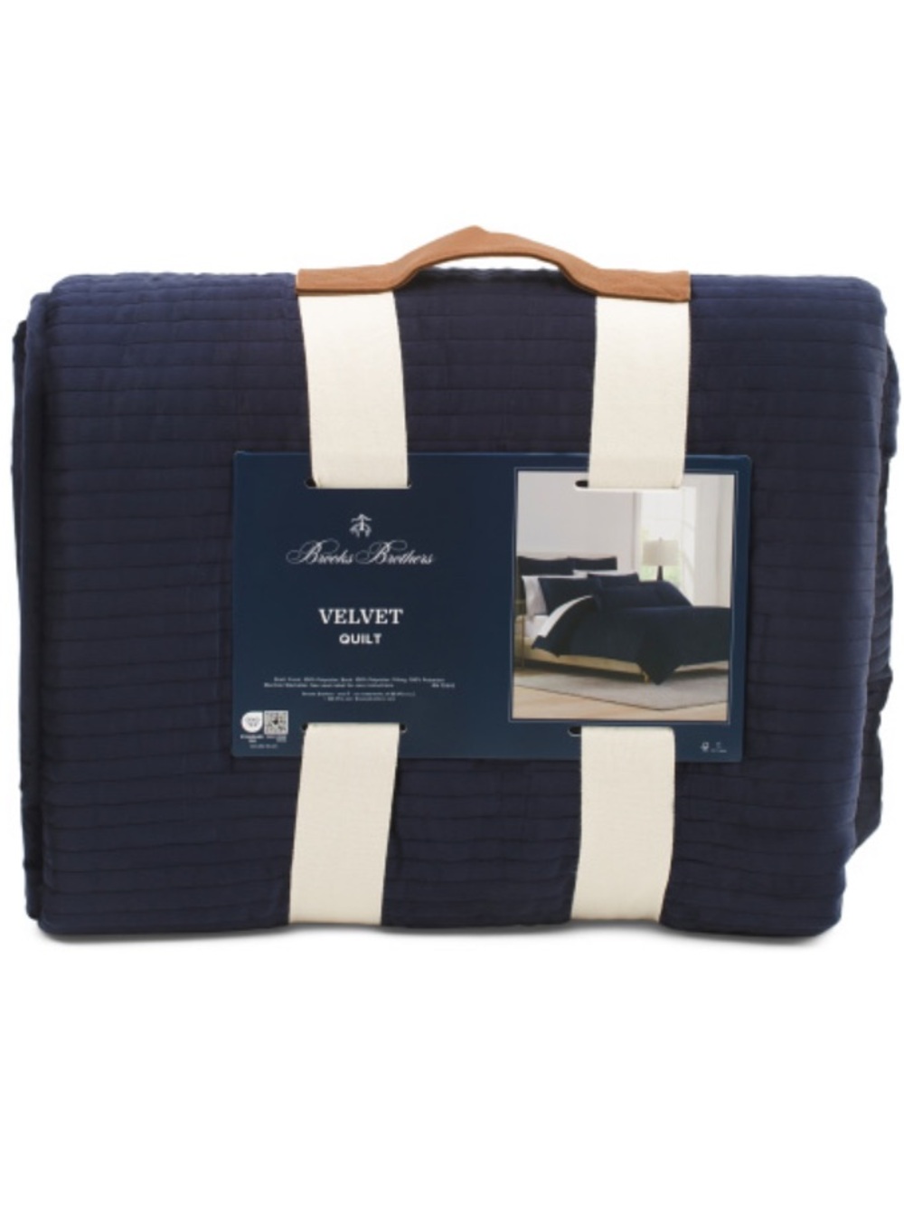 Brooks Brothers Velvet Quilt - Navy Blue